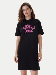 Karl Lagerfeld Jeans Sukienka codzienna B1W13043 Czarny Regular Fit. Czarne sukienki Karl Lagerfeld Jeans, na co dzień, s, bez wzorów, z bawełny, bez kołnierzyka, bez ramiączek, proste. Za 439.99 zł.