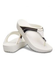 Crocs Japonki "Sloane" w kolorze złoto-białym rozmiar: 36/37. Białe klapki Crocs, bez wzorów, z otwartym noskiem, bez obcasa. Za 105.95 zł.