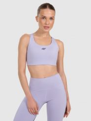 4F Biustonosz treningowy ze średnim wsparciem - niebieski S. Niebieskie bielizna sportowa 4f, l, bez wzorów, z elastanu. Za 179.99 zł.