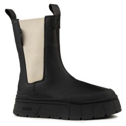 Buty damskie botki sportowe Puma MAYZE STACK CHELSEA. Brązowe obuwie sportowe Puma, bez zapięcia, trekkingowe. W wyprzedaży za 259.00 zł.