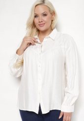 Biała Koszula z Wiskozą Ozdobiona Haftem Valotina. Białe koszule Born2be, xl, bez wzorów, z wiskozy, bez kołnierzyka, bez ramiączek. Za 84.99 zł.