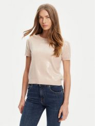 Guess Sweter W5YR21 Z3E70 Beżowy Regular Fit. Brązowe swetry Guess, xl, z aplikacjami, z wiskozy, bez ramiączek. Za 479.99 zł.