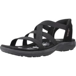 Sandały SKECHERS REGGAE SLIM STRETCH FLEX Czarny. Czarne sandały Skechers, bez wzorów, z tkaniny, bez obcasa, bez zapięcia. Za 233.99 zł.
