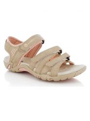Kimberfeel Sandały "Angele" w kolorze beżowym rozmiar: 39. Brązowe sandały Kimberfeel, bez wzorów, klasyczne, z otwartym noskiem, bez obcasa, bez zapięcia. Za 130.99 zł.