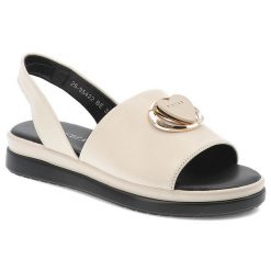 Sandały damskie Vinceza, cholewka ze skóry naturalnej ozdobna aplikacja miękka wkładka lekka podeszwa, beżowe, 95422. Brązowe sandały VINCEZA, z aplikacjami, ze skóry, eleganckie, z otwartym noskiem, bez obcasa, bez zapięcia. Za 169.00 zł.