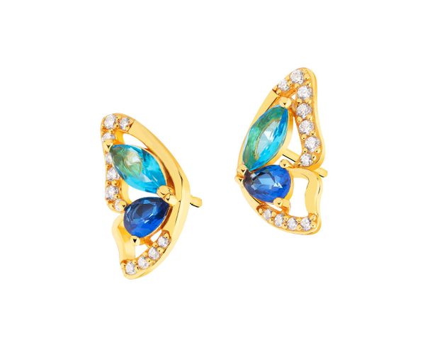 Kolczyki srebrne z cyrkoniami - motyle. Szare kolczyki Apart, z cyrkonią, pozłacane. W wyprzedaży za 153.30 zł.