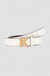 KARL LAGERFELD Biały damski pasek K/lock, Rozmiar 85. Białe paski KARL LAGERFELD, bez wzorów. W wyprzedaży za 299.99 zł.