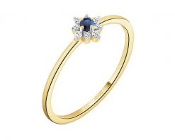 Pierścionek z żółtego złota z diamentami i szafirem - próba 585. Żółte pierścionki Apart, z diamentem, złote. Za 1,790.00 zł.