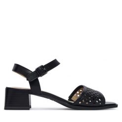 Sandały Caprice. Czarne sandały Caprice, bez wzorów, bez obcasa, na słupku, bez zapięcia. Za 329.99 zł.