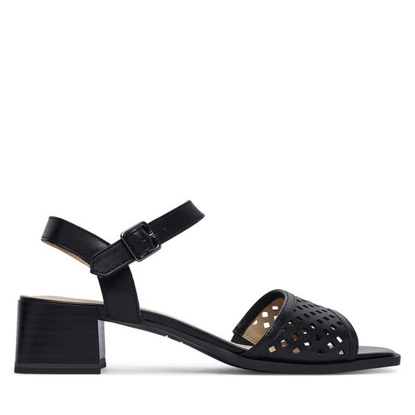 Sandały Caprice. Czarne sandały Caprice, bez wzorów, bez obcasa, na słupku, bez zapięcia. Za 329.99 zł.