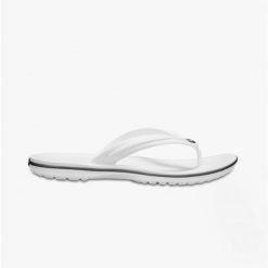Japonki Crocs Crocband Flip. Białe klapki Crocs, bez wzorów, bez obcasa. Za 129.99 zł.