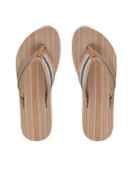 Tommy Hilfiger Japonki Im Th Print Beach Sandal FW0FW08370 Beżowy. Brązowe klapki TOMMY HILFIGER, bez wzorów, z materiału, bez obcasa. Za 139.99 zł.