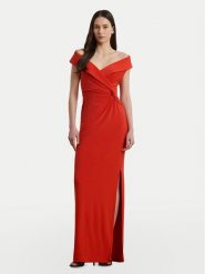 LAUREN RALPH LAUREN Sukienka wieczorowa 253863940024 Pomarańczowy Slim Fit. Brązowe sukienki Lauren Ralph Lauren, bez wzorów, z syntetyku, wizytowe, bez kołnierzyka, bez ramiączek. Za 1,199.00 zł.