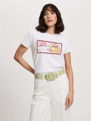 Cross Jeans Koszulka w kolorze białym rozmiar: L. Białe bluzki Cross Jeans, l, bez wzorów, z jeansu, bez kołnierzyka, bez ramiączek. Za 61.46 zł.