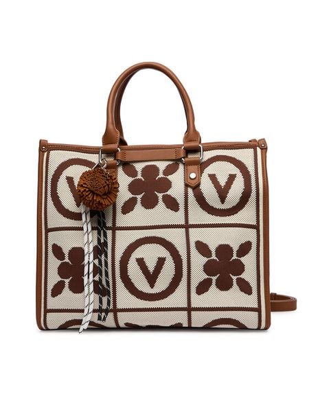 Valentino Torebka Tyle VBS9XF04 Brązowy. Brązowe shopper Valentino, bez wzorów, ze skóry, bez dodatków. Za 486.99 zł.