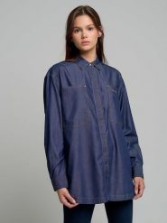 BIG STAR Koszula dżinsowa w kolorze granatowym rozmiar: S. Niebieskie koszule Big Star, s, bez wzorów, z bawełny, retro, bez kołnierzyka, bez ramiączek. Za 159.99 zł.