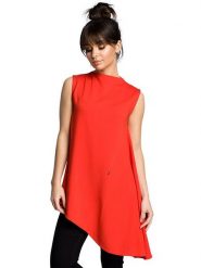 Be Wear Top w kolorze czerwonym rozmiar: S. Czerwone topy Be Wear, s, bez wzorów, z bawełny, z asymetrycznym kołnierzem, bez ramiączek. Za 118.84 zł.