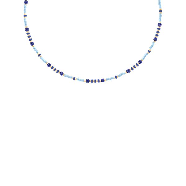 Naszyjnik z niebieskimi japońskimi koralikami Miyuki. Niebieskie naszyjniki Lilou, z turkusem, ze stali. Za 259.00 zł.