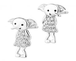 Kolczyki srebrne z cyrkoniami i emalią - Harry Potter, Zgredek, Warner Bros. Discovery. Szare kolczyki Apart, z cyrkonią, srebrne. Za 269.00 zł.