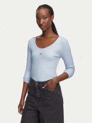 Calvin Klein Jeans Bluzka LV047D218G Niebieski jasny Slim Fit. Niebieskie bluzki Calvin Klein Jeans, m, bez wzorów, z bawełny, bez kołnierzyka, bez ramiączek. Za 168.99 zł.