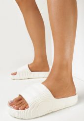Białe Piankowe Klapki na Grubej Podeszwie Aplia. Białe klapki Born2be, bez wzorów, bez obcasa. Za 29.99 zł.
