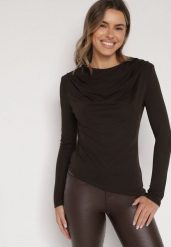 Brązowa Asymetryczna Bluzka z Długim Rękawem i Usztywnionymi Ramionami Tusallea. Brązowe bluzki Born2be, m, bez wzorów, z jeansu, biznesowe, z asymetrycznym kołnierzem, bez ramiączek. Za 89.99 zł.