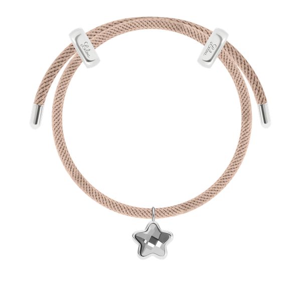 Bransoletka Liana beżowa z posrebrzaną gwiazdką z ciemnoszarym kryształem. Brązowe bransoletki Lilou, posrebrzane. Za 238.00 zł.