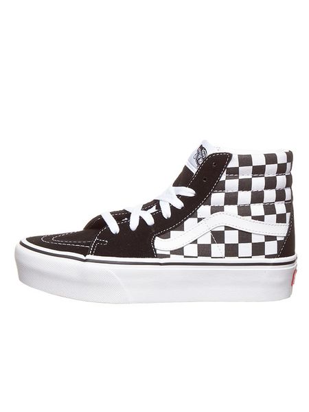 Vans Sneakersy "SK8-HI ® PLATFORM 2.0" w kolorze czarno-białym rozmiar: 34,5. Białe trampki Vans, bez wzorów, z materiału, za kostkę, bez zapięcia. Za 113.10 zł.