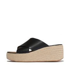 Damskie espadryle FitFlop PlatFForms. Czarne espadryle FIT FLOP, bez wzorów, bez obcasa, bez zapięcia. Za 667.50 zł.