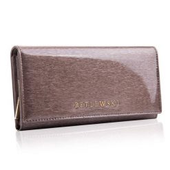 Portfel skórzany BETLEWSKI szary ZBPD-BS-106. Szare portfele Betlewski, bez wzorów, z lakierowanej skóry. Za 139.00 zł.
