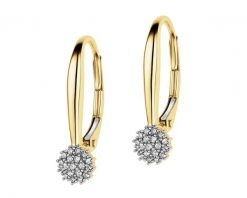 Kolczyki z żółtego złota z diamentami - 0,09 ct - próba 585. Żółte kolczyki Apart, z diamentem, złote. Za 2,190.00 zł.