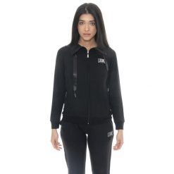 Bluza miękki z bawełna z zamek błyskawiczny na co dzień. Czarne bluzy LEONE 1947 APPAREL, bez wzorów, z bawełny, bez kaptura. W wyprzedaży za 157.01 zł.