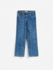 Jeansy straight z paskiem - niebieski. Niebieskie jeansy Reserved, bez wzorów. Za 179.99 zł.