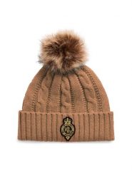 LAUREN RALPH LAUREN Czapka 454P04455002 Beżowy. Brązowe czapki Lauren Ralph Lauren, bez wzorów, z materiału. Za 339.99 zł.