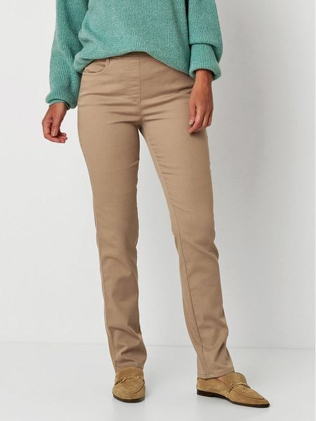 Relaxed by TONI Spodnie "Alice" w kolorze beżowym rozmiar: 24. Brązowe spodnie materiałowe Relaxed by TONI, bez wzorów, z materiału, z podwyższonym stanem. Za 122.09 zł.