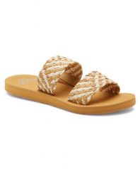 Sandały dla Kobiety PORTO Biały. Brązowe sandały Roxy, bez wzorów, z bawełny, bez obcasa, na płaskiej podeszwie, bez zapięcia. Za 159.99 zł.
