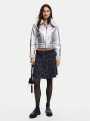 Desigual Kurtka z imitacji skóry Londres 24WWEW32 Srebrny Regular Fit. Szare kurtki Desigual, m, bez wzorów, ze skóry, bez kaptura. Za 679.99 zł.