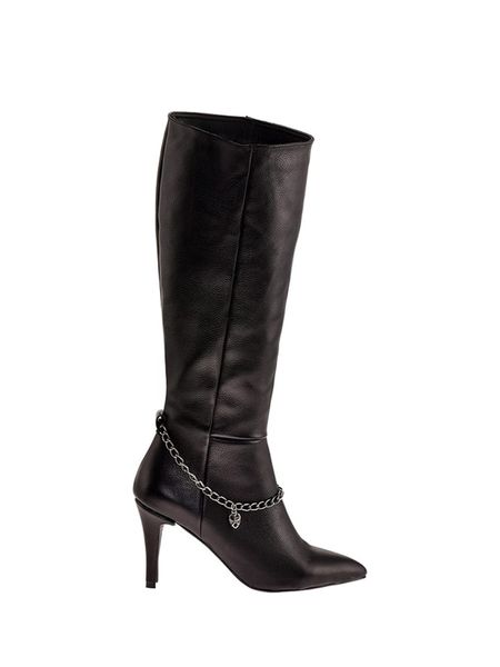 Moosefield Skórzane kozaki w kolorze czarnym rozmiar: 40. Czarne kozaki Moosefield, na zimę, z materiału, bez obcasa, na szpilce, bez zapięcia. Za 219.76 zł.