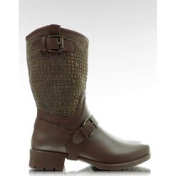 Brązowe Kalosze z ćwiekami BL8-18 Khaki. Brązowe kalosze ButyModne, bez wzorów. W wyprzedaży za 69.00 zł.