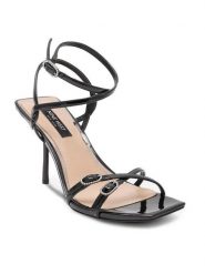 Nine West Sandały FARAZA ZL23014CC Czarny. Czarne sandały Nine West, bez wzorów, ze skóry, bez obcasa, na szpilce, bez zapięcia. Za 229.99 zł.