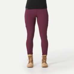 Legginsy trekkingowe damskie Forclaz Travel 500. Fioletowe legginsy SIMOND, m, bez wzorów, z elastanu. W wyprzedaży za 99.99 zł.