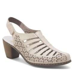 Sandały Rieker. Brązowe sandały Rieker, bez wzorów, bez obcasa, na słupku, bez zapięcia. Za 299.99 zł.