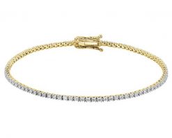 Bransoletka z żółtego złota z brylantami laboratoryjnymi - 19 cm - 1,17 ct - próba 585. Żółte bransoletki Apart, z brylantem, złote. Za 8,990.00 zł.