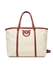 PINKO Torebka Miranda Shopper Classic PE 25 PLTT 104714 A2G2 Beżowy. Brązowe shopper Pinko, bez wzorów, z materiału, bez dodatków. Za 499.99 zł.