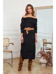 Joséfine Sukienka dzianinowa "Davy" w kolorze czarnym rozmiar: L. Czarne sukienki Joséfine, l, bez wzorów, z dzianiny, bez kołnierzyka, bez ramiączek, maxi. Za 152.99 zł.