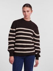 Pieces Sweter w kolorze ciemnobrązowo-beżowym rozmiar: S. Brązowe swetry Pieces, s, bez wzorów, z wełny, bez ramiączek. Za 61.60 zł.