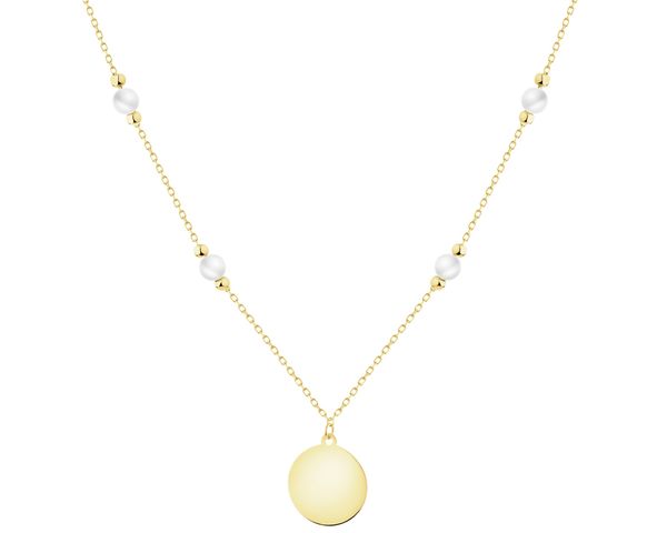 Złoty naszyjnik z perłami i cyrkonią - koło. Żółte naszyjniki Apart, z cyrkonią, złote. Za 1,919.00 zł.