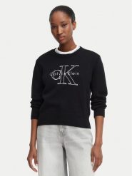 Calvin Klein Jeans Sweter LV047G322G Czarny Regular Fit. Czarne swetry Calvin Klein Jeans, l, bez wzorów, z bawełny, bez ramiączek. Za 449.99 zł.