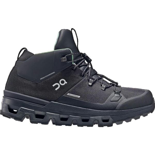 Buty turystyczne damskie On Cloudtrax Waterproof. Czarne trekkingi On Running, z tkaniny, przed kolano, trekkingowe. Za 932.95 zł.