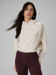 4F Bluza dresowa regular z kapturem damska - beżowa M. Brązowe bluzy 4f, m, bez wzorów, z dresówki, z kapturem. Za 159.99 zł.